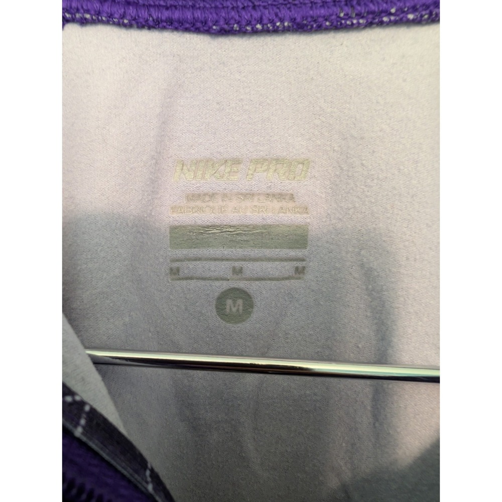 Nike Pro Dri Fit Women's M Purple Geo Print Long SLV Active Shirt Pullover - Picture 3 of 4